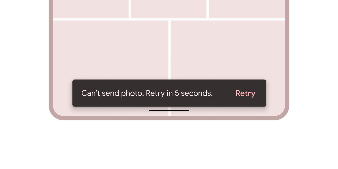 Rendered example of the SnackBar Material widget.