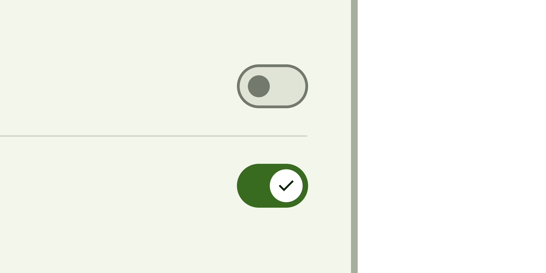Rendered example of the Switch Material widget.